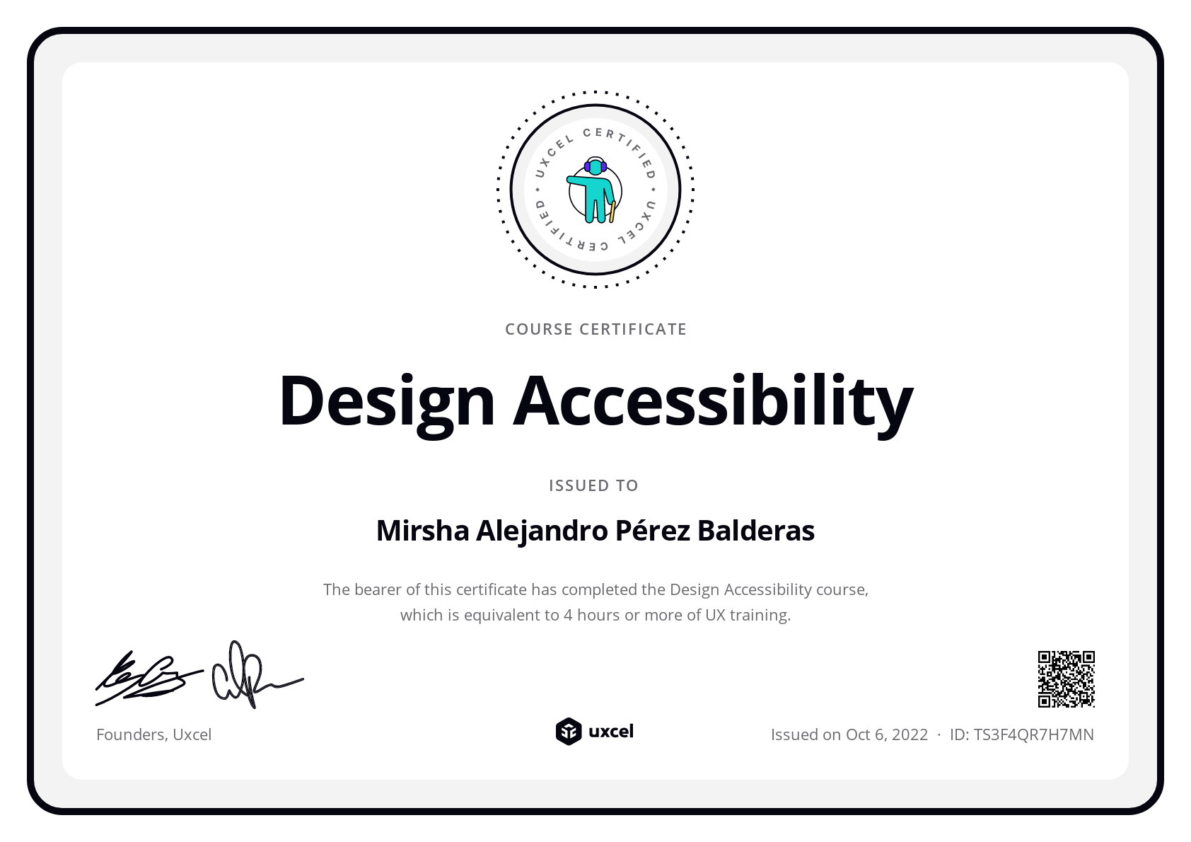 Mirsha Alejandro Pérez Balderas's certificate